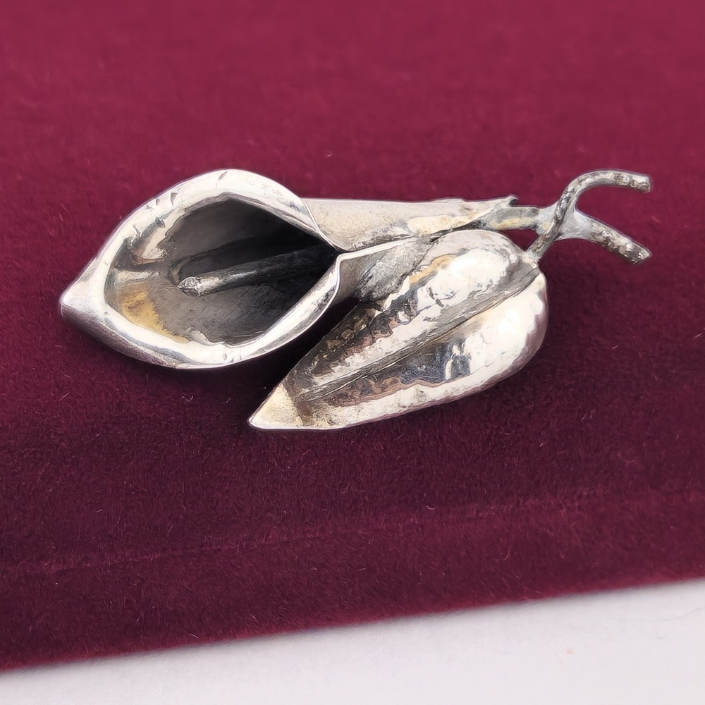 Sterling Silver Flower Brooch Vintage Lampl Calla Lily Signed Art Deco MCM 1940s